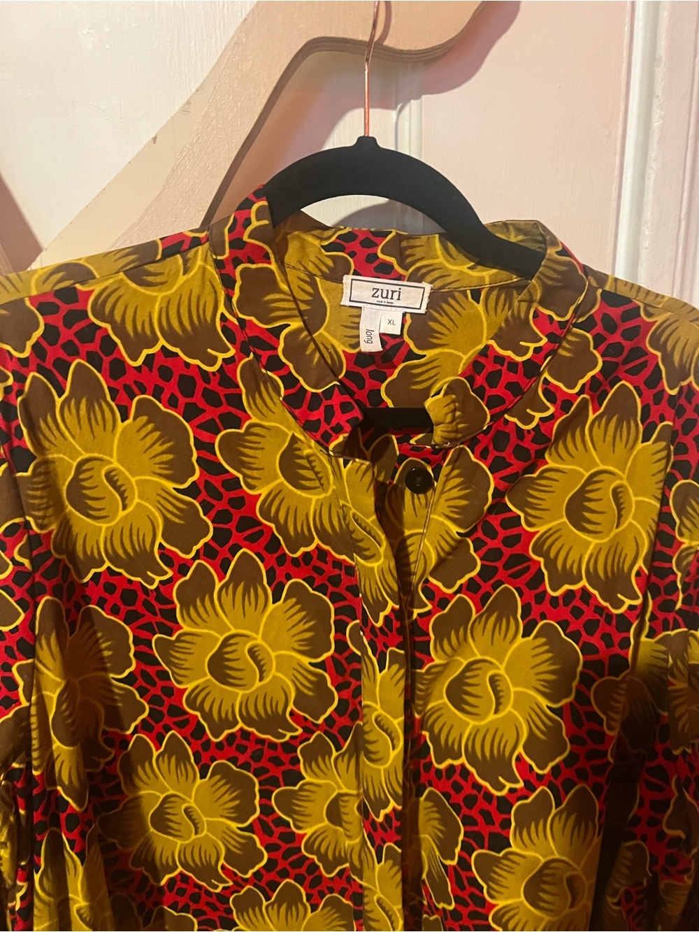 ZURI Floral Midi Dress in Mustard & Red - Picture 4 of 4